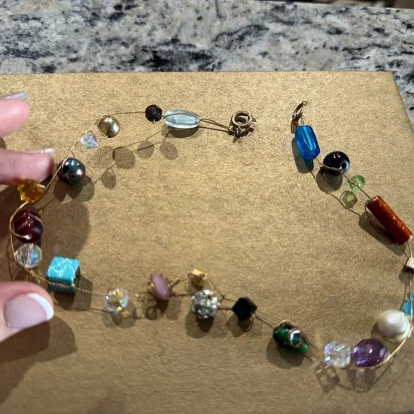 Multicolor Beaded Wire Necklace - Picture 6 of 7